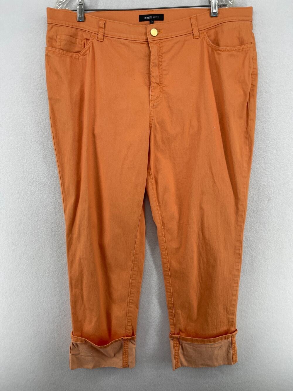 LAFAYETTE 148 Jeans 16 x 29 NEW YORK Skinny Slim 5 Pocket Denim Stretch Orange